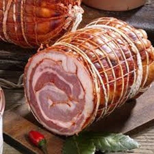 Pancetta arrotolata stagionata piccante/dolce 500 grammi